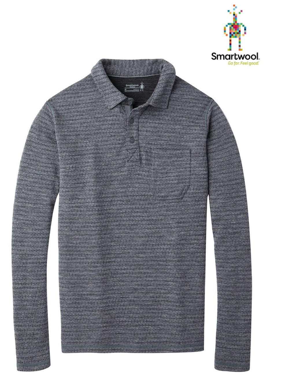 Smartwool 250 Long-Sleeve Polo Shirt in Grey and Black print (Flawed)